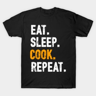 Eat sleep cook repeat distressed design T-Shirt